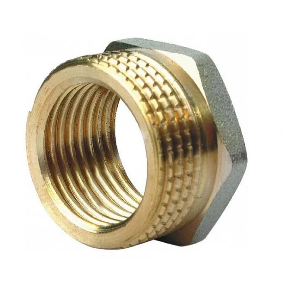 Футорка Aquasfera 9024 Ду10х8 (3/8″х1/4″) Ру16 НР/ВР латунная никелированная наружная/внутренняя резьба ГОСТ 32585-2013