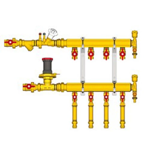 Узел коллекторный отопления Giacomini GE553-B1 1″ Ду32 Ру10 GE553Y107 7 выходов x1/2″, корпус - латунь, этажный, подключение к системе с балансировочной парой Узел коллекторный отопления Giacomini GE553-B1 1″ Ду32 Ру10 GE553Y107 7 выходов x1/2″, корпус - латунь, этажный, подключение к системе с балансировочной парой