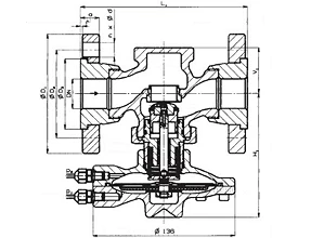 Чертеж Регулятор давления фланцевый RD122D Ду25 Ру25