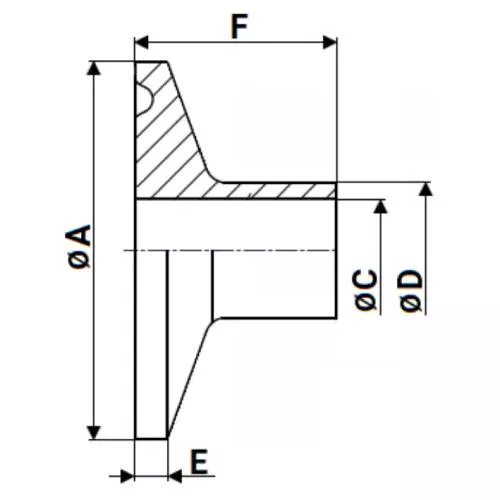 Штуцер CLAMP UC-31-W-64 Ду50 Ру10, корпус - нержавеющая сталь 304, присоединение - под приварку Штуцер CLAMP UC-31-W-64 Ду50 Ру10, корпус - нержавеющая сталь 304, присоединение - под приварку
