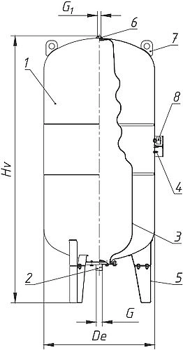Гидроаккумулятор Wester WAV25 1 1/4″ 300 л Ру25 вертикальный, наружная резьба, корпус – углеродистая сталь