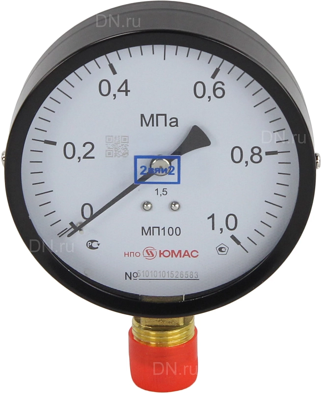 Манометр МП100 НПО Юмас 0-1.0МПа Дк100 радиальный, корпус 100мм, присоединение G1/2″