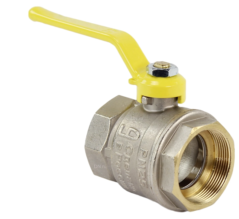 Кран шаровой LD Pride 47.20.В-В.Р GAS (аналог 11Б27П) 3/4″ Ду20 Ру40 ГАЗ полнопроходной, двухходовой, латунь ЛС59-1 никелированная, уплотнение - фторопласт, внутренняя резьба, ручка-рычаг