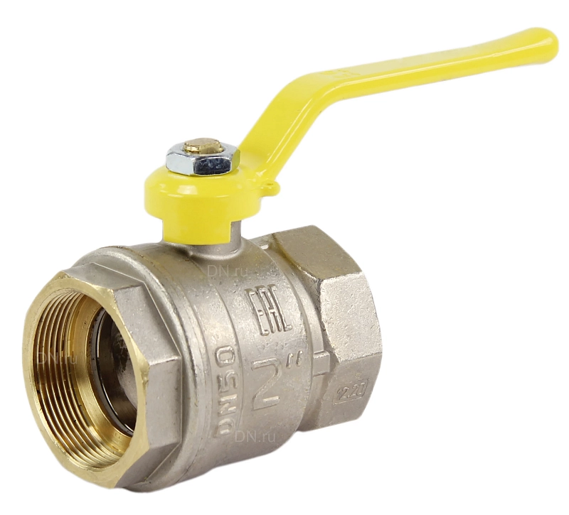 Кран шаровой LD Pride 47.20.В-В.Р GAS (аналог 11Б27П) 3/4″ Ду20 Ру40 ГАЗ полнопроходной, двухходовой, латунь ЛС59-1 никелированная, уплотнение - фторопласт, внутренняя резьба, ручка-рычаг