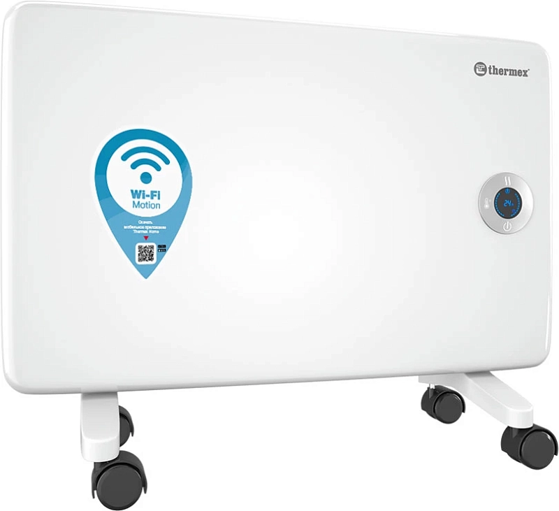 Конвектор электрический THERMEX Frame E Wi-Fi 1000E 1 с электронным термостатом, ножки с шасси, белый