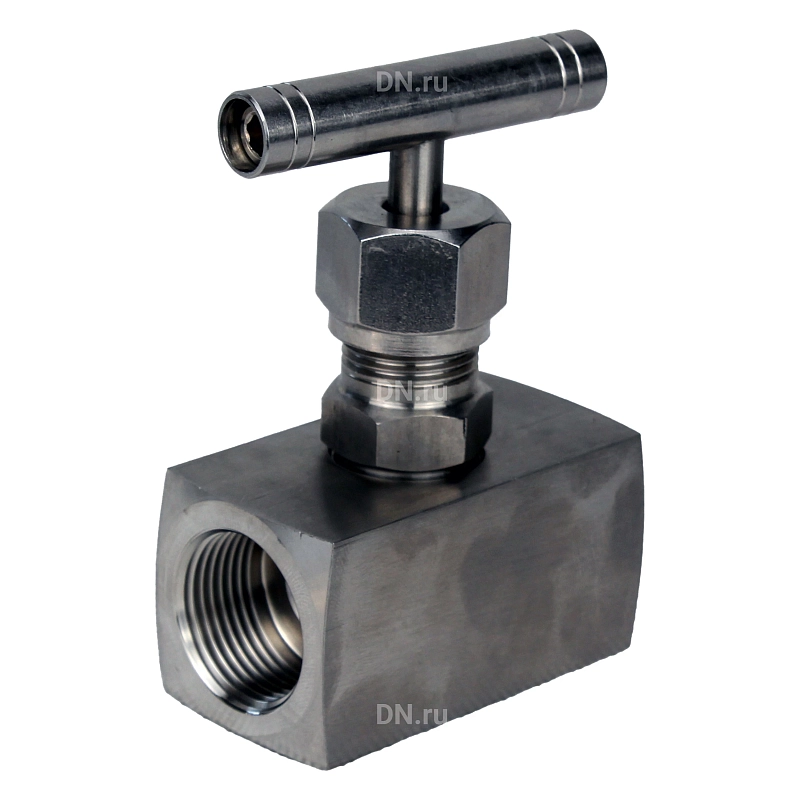 Клапан игольчатый VN3131M-T-Ht 1 1/4″ Ду32 Ру400 резьбовой, корпус - нержавеющая сталь 304, уплотнение - металл, с Т-образной рукояткой